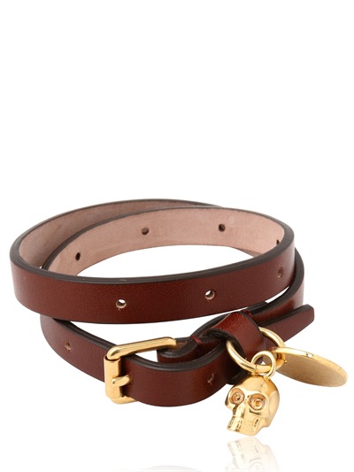 ALEXANDER MCQUEEN - LEATHER SWAROVSKI SKULL BRACELET