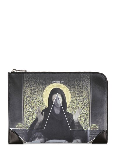 GIVENCHY - MADONNA & FLOWER PRINTED LEATHER POUCH