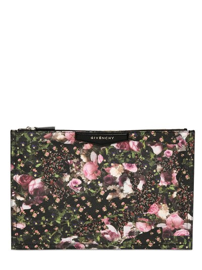 GIVENCHY - FLORAL COATED CANVAS LARGE POUCH
