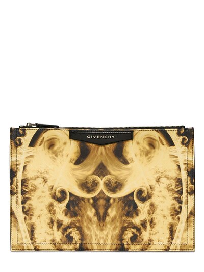 GIVENCHY - COATED CANVAS FLAMES MEDIUM POUCH