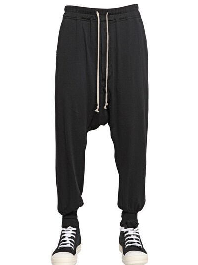 RICK OWENS - LOW CROTCH COTTON JERSEY TROUSERS