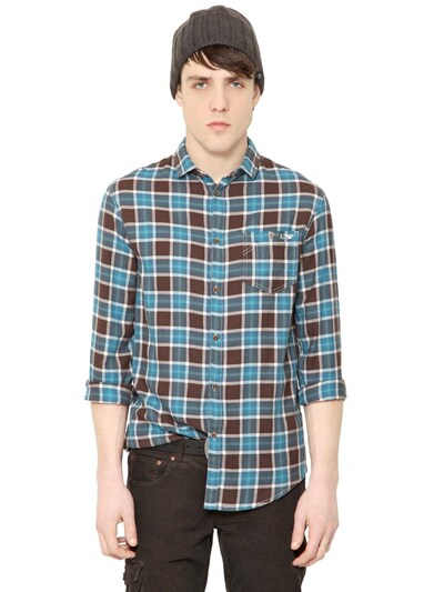 ARMANI JEANS - CHECKED LIGHT COTTON FLANNEL SHIRT