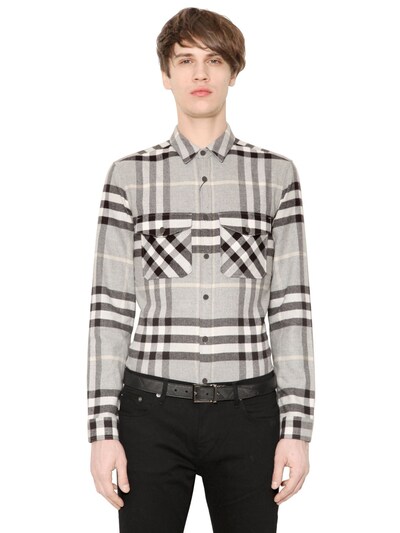BURBERRY BRIT - CLASSIC CHECK WOOL FLANNEL SHIRT