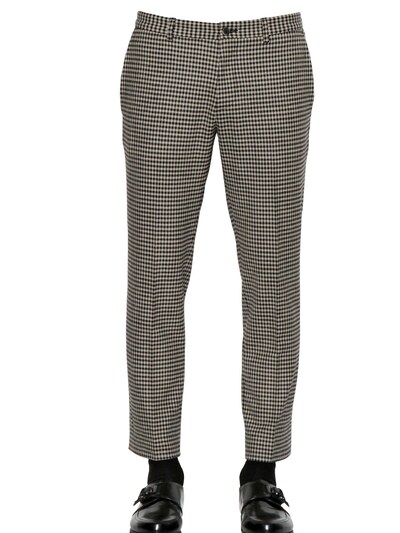 MSGM - 17CM CHECKED WOOL FLANNEL TROUSERS