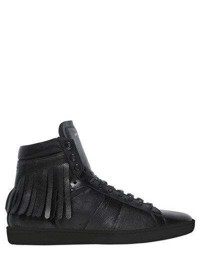 SAINT LAURENT - FRINGED LEATHER HIGH TOP SNEAKERS
