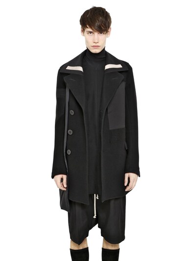 DOUBLE BREASTED DRAPED WOOL COAT