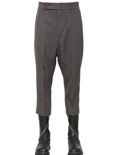 RICK OWENS - CROPPED WOOL DRILL PANTS