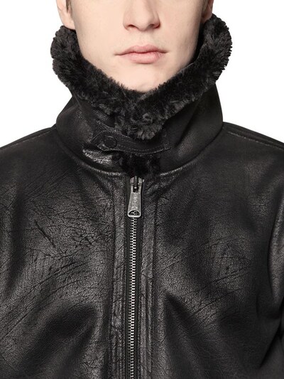 ALPHA INDUSTRIES - FAUX LEATHER AVIATOR JACKET