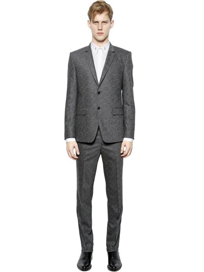 GIVENCHY - STRETCH SALT & PEPPER WOOL SUIT