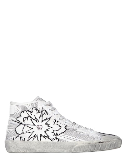 SAINT LAURENT - COURT CLASSIC SURF EMBROIDERED SNEAKERS