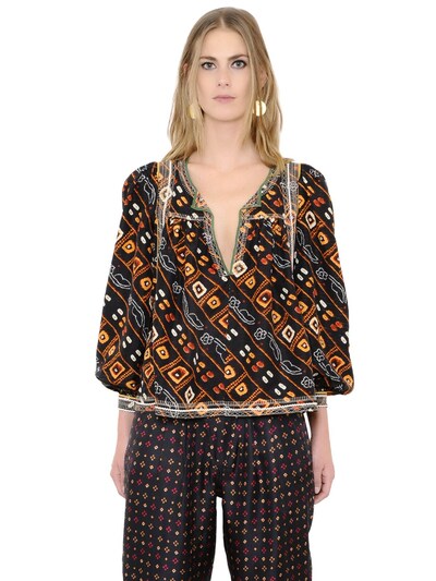 ISABEL MARANT - EMBROIDERED & PRINTED SILK TWILL SHIRT