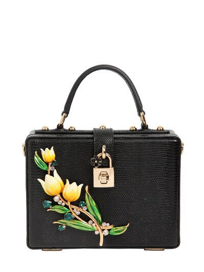 DOLCE & GABBANA - TULIPS EMBOSSED LEATHER DOLCE BOX BAG