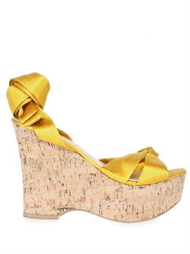 LUCIOLI - LIMITED EDITION WRAP SATIN WEDGE SANDALS