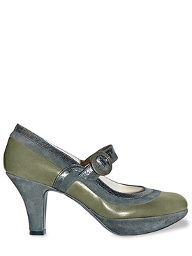 ERNESTO ESPOSITO - PATENT AND SUEDE TRIM MARY JANE PUMPS