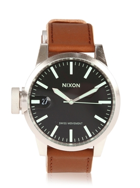 NIXON - STEEL AND LEATHER "CHRONICLE" WATCH     