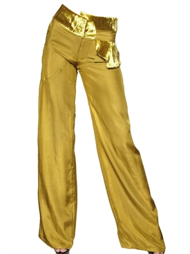 MICHAEL VAN DER HAM - VELVET TRIM SILK CREPE TROUSERS         