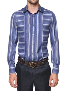 ROBERTO CAVALLI - CAMICIA IN SETA OXFORD STAMPA "ECHO"
