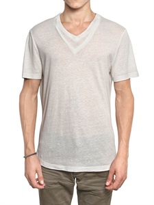 NEIL BARRETT - DOUBLE V-COLLAR JERSEY T-SHIRT