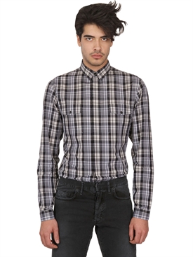 DIOR HOMME - CHECKED COTTON POPLIN SHIRT