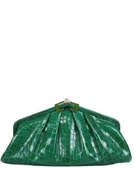 ANALEENA - LARGE SHINY CROCODILE SKIN CLUTCH