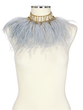 STEFANO DE LELLIS - OSTRICH FEATHERS ON BRASS NECKLACE