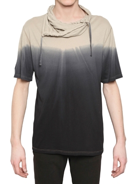 ANN DEMEULEMEESTER - DEGRADÉ GERAFFTES KRAGEN JERSEY T-SHIRT