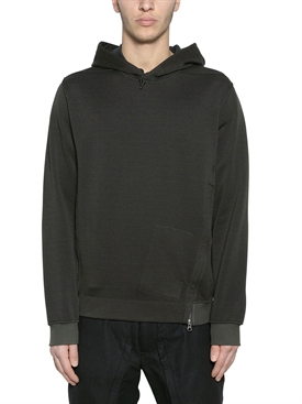 STONE ISLAND SHADOW PROJECT - FELPA IN COTONE E TECNO NYLON CON CAPPUCCIO