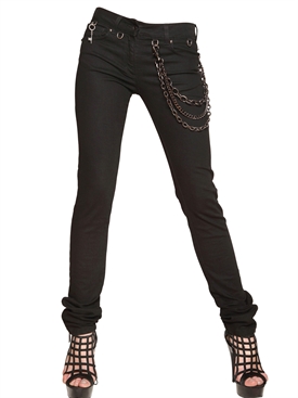 KARL LAGERFELD PARIS - CHAIN DENIM STRETCH SKINNY JEANS