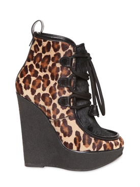 DSQUARED - 140MM LEAOPARD PRINT PONYSKIN WEDGES