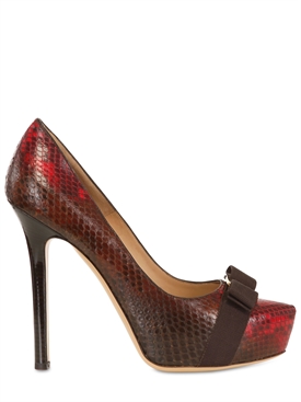 SALVATORE FERRAGAMO - 150MM TRILLY PYTHON WITH BOW PUMPS
