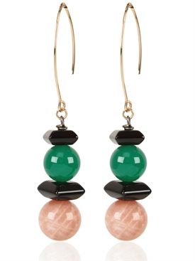 HEDONE ROMANE - FANTASY AGATE AND ONYX EARRINGS