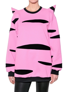 DANIEL PALILLO - SPIKED TIGER PATCH FLEECE SWEATSHIRT