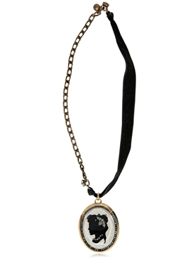 LANVIN - CAMEO WITH RESIN PEARLS NECKLACE