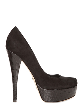 ALEJANDRO INGELMO - 140MM SUEDE AND CROCO PRINT PUMPS