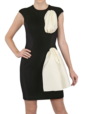 DAVID KOMA - WOOL FLANNEL &amp; SILK TWILL DRESS
