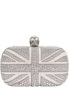 ALEXANDER MCQUEEN - SKULL BRITANNIA STUDDED SUEDE BOX CLUTCH