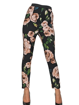 DOLCE &amp; GABBANA - ROSE PRINT VISCOSE CADY LEGGINGS