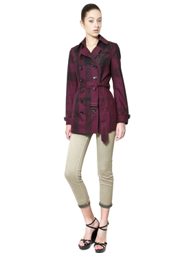 BURBERRY BRIT - DOUBLE BREASTED GABARDINE TRENCH COAT