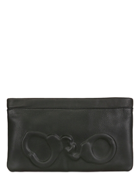 VLIEGER&amp;VANDAM - HANDCUFF EMBOSSED LEATHER CLUTCH