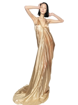RICK OWENS - TECHNO SILK CELLOPHANE LONG DRESS