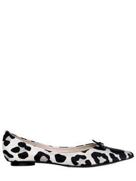 MARC JACOBS - 10MM LEOPARD PRINT SATIN BALLERINA FLATS