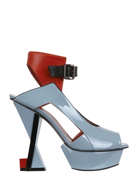 HEAVY MACHINE - 125MM PATENT LEATHER GEOMETRIC SANDALS
