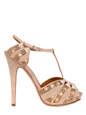 LERRE - 130MM STUDDED SUEDE T-BAR SANDALS