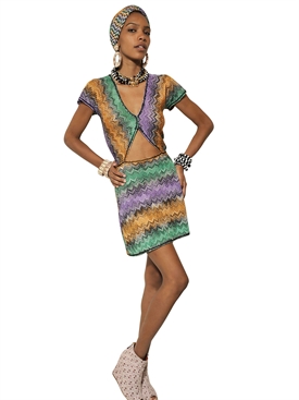 MISSONI - VISCOSE CUPRO SNAKE KNIT CUT OUT DRESS