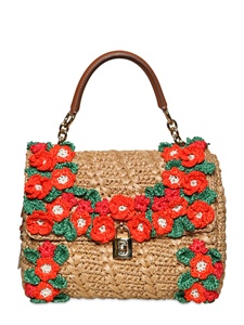 DOLCE &amp; GABBANA - CROCHET RAFFIA DOLCE BAG TOP HANDLE