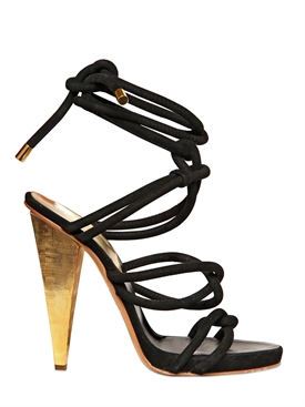 DSQUARED - 130MM MACY SUEDE AND METAL SANDALS