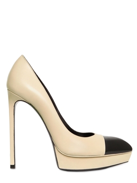 SAINT LAURENT - 130MM JANIS TWO TONE CALFSKIN PUMPS