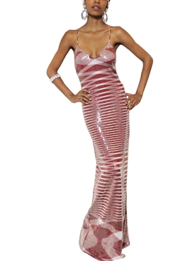 MISSONI - SEQUINED VISCOSE KNIT LONG DRESS