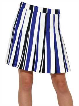 MARNI - STRIPED MATT COTTON SATIN PLEATED SKIRT