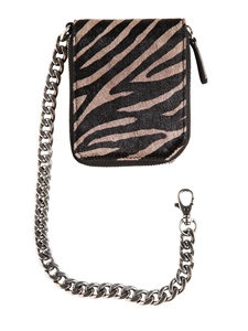 JIMMY CHOO - ZEBRA PRINTED LEATHER CHAINED WALLET